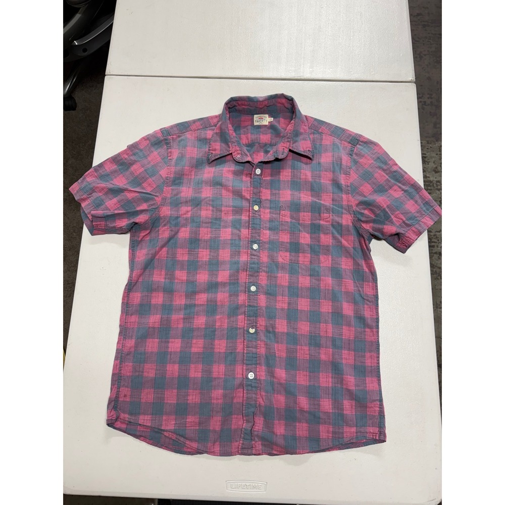 FAHERTY SHORT SLEEVE MENS BUTTON DOWN SHIRT SIZE LARGE
